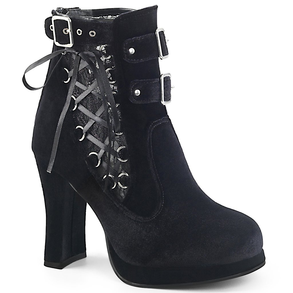 Bottines Demonia Crypto 51 Velours Femme - Noir 71659-XIOA